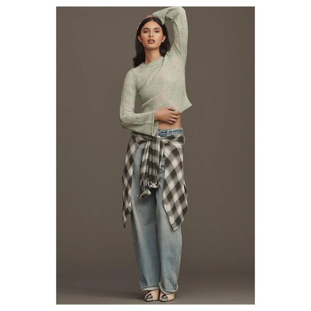 By Anthropologie Sheer Floral Sweater